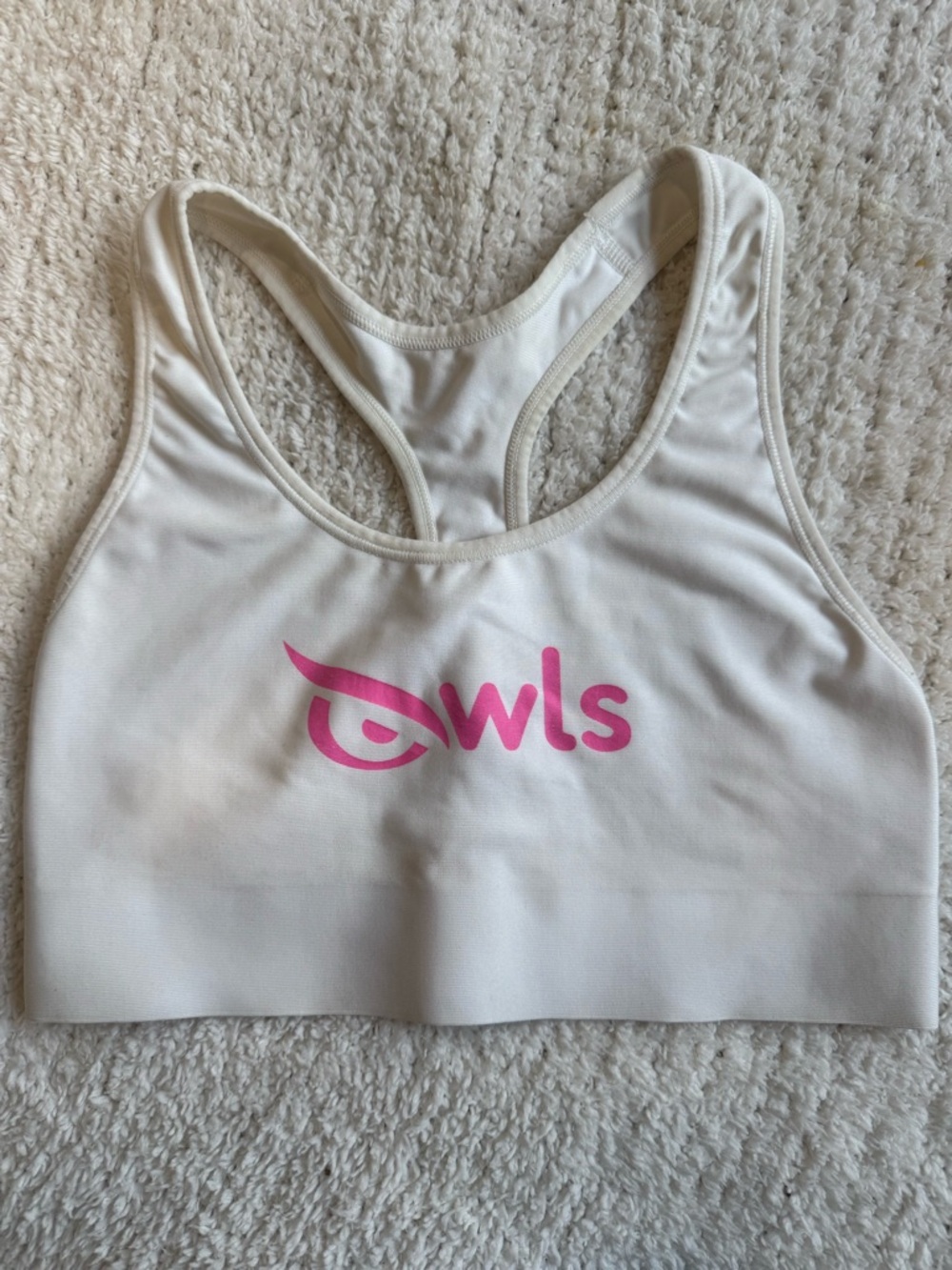 FAU CHEER Women's White Racerback Sports Bra with Pink Logo